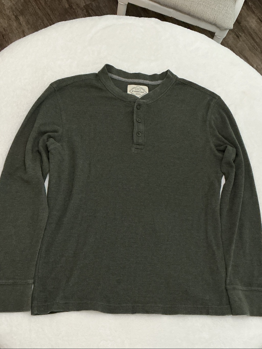 St. John's Bay Gray Waffle-Knit Long Sleeve Henley